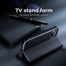 Заредете изображение във визуализатора на галерията – Forcell Luna carbon калъф тип книга -  iphone 13 mini black - TopMag
