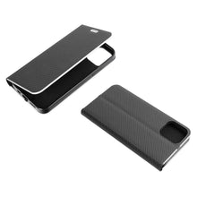 Заредете изображение във визуализатора на галерията – Forcell Luna carbon калъф тип книга -xiaomi redmi note 11 5g / note 11t 5g / poco m4 pro 5g black - TopMag
