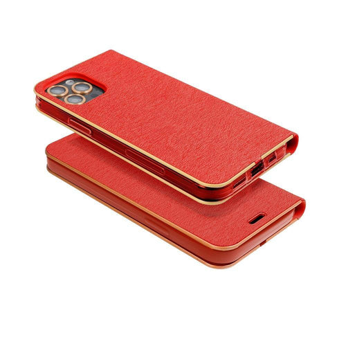 Forcell Luna gold калъф тип книга -  samsung galaxy s22 red - TopMag