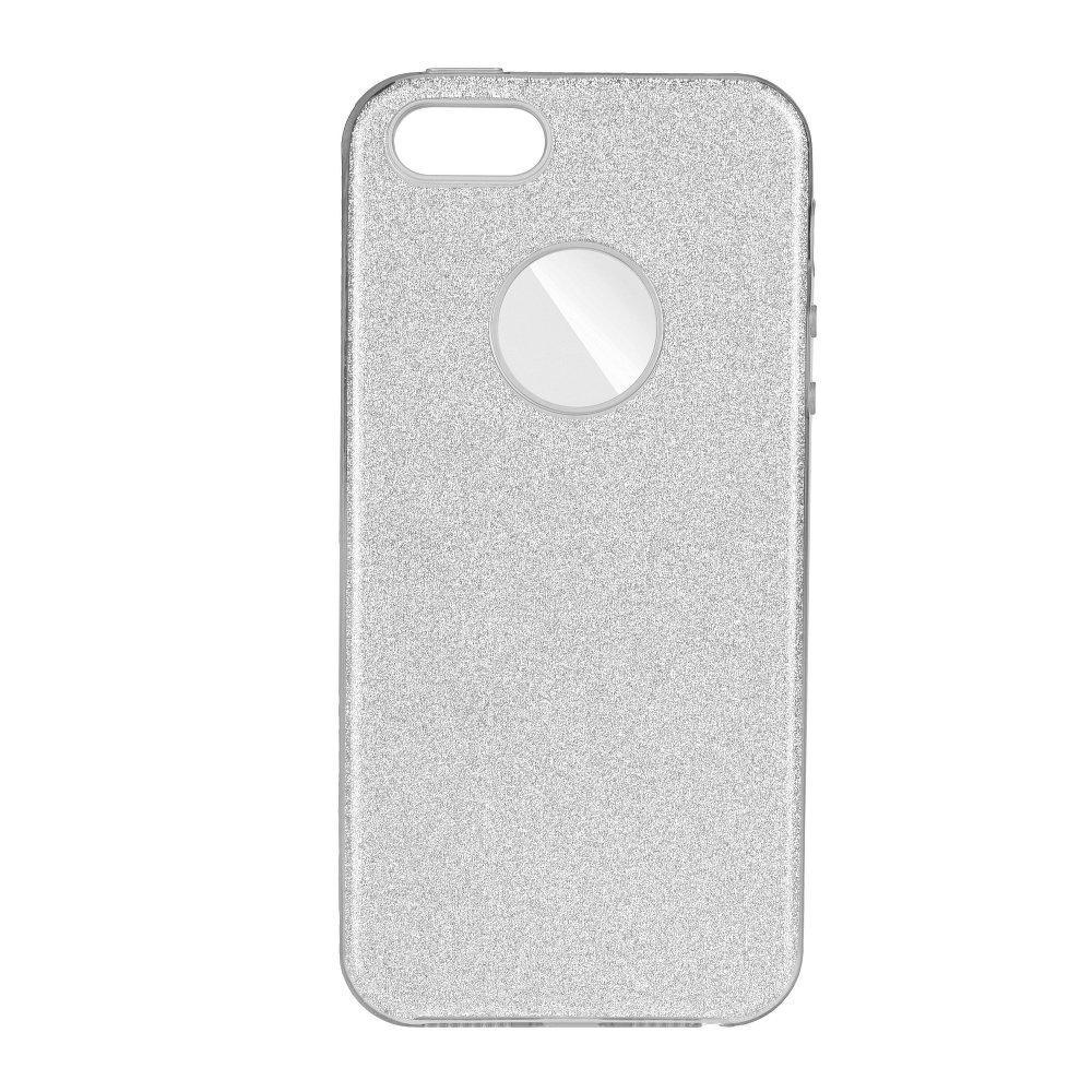 Forcell Shining силиконов гръб - iPhone 5/5s/se сребърен - TopMag