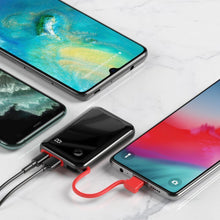 Заредете изображение във визуализатора на галерията – Baseus Power Bank 10000mAh Mini S - USB + Type C - 3A 15W with Type C cable (PPXF-A01) black
