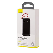 Заредете изображение във визуализатора на галерията – Baseus Power Bank 10000mAh Mini S - USB + Type C - 3A 15W with Lightning cable (PPXF-E01) black
