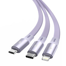 Заредете изображение във визуализатора на галерията – Baseus Cable Bright Mirror 3 in 1 - USB to Micro USB, Lightning, Type C - 3,5A 1,2 meters (CAMLT-MJ05) purple
