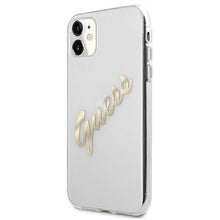 Заредете изображение във визуализатора на галерията – Original Case GUESS Vintage Script Gold GUHCN61KTRSVGO for Iphone 11 Transparent
