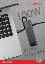 Заредете изображение във визуализатора на галерията – Cliptec Adapter HUB - Type C to 2xUSB 3.1 + Type C + HDMI + RJ45 - DockView-6 RZH731 grey
