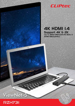 Заредете изображение във визуализатора на галерията – Cliptec Adapter HUB - Type C to 2xUSB 3.1 + Type C + HDMI + RJ45 - DockView-6 RZH731 grey

