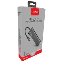 Заредете изображение във визуализатора на галерията – Cliptec Adapter HUB - Type C to 2xUSB 3.1 + Type C + SD/microSD + HDMI - DockView-6 RZH722 grey
