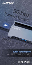 Заредете изображение във визуализатора на галерията – Cliptec Adapter HUB - Type C to 3xUSB 3.1 + Type C + HDMI + VGA + RJ45 - ViewNet-7 RZH740 grey
