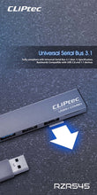 Заредете изображение във визуализатора на галерията – Cliptec Adapter HUB - USB to USB 3.1 + 2xUSB 2.0 + microSD - Slim Combo RZR545 grey
