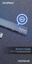 Заредете изображение във визуализатора на галерията – Cliptec Adapter HUB - USB to USB 3.1 + 2xUSB 2.0 + microSD - Slim Combo RZR545 grey
