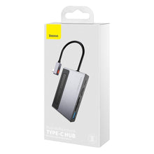 Заредете изображение във визуализатора на галерията – Baseus Adapter HUB - Type C to USB3.2 + HDMI 4K + SD + microSD + Type C PD 100W + jack 3,5mm - (CAHUB-DA0G) gray
