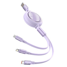 Заредете изображение във визуализатора на галерията – Baseus Cable Bright Mirror 3 in 1 - USB to Micro USB, Lightning, Type C - 66W 1,2 meters (CAMLC-MJ05) purple
