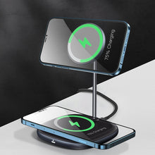 Заредете изображение във визуализатора на галерията – Baseus Swan Magnetic holder 2 in1 with induction charging 20W for Iphone 12 + wall charger 24W (WXSW-C01) black
