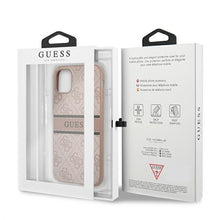 Заредете изображение във визуализатора на галерията – Original Case GUESS 4G Stripe GUHCN614GDPI for Iphone 11 Pink
