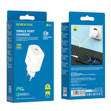 Заредете изображение във визуализатора на галерията – Borofone Wall charger BN3 Premium - Type C - QC 3.0 PD 2.0 20W white
