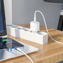 Заредете изображение във визуализатора на галерията – Borofone Wall charger BN3 Premium - Type C - QC 3.0 PD 2.0 20W with Type C to Lightning cable white

