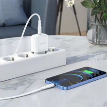 Заредете изображение във визуализатора на галерията – Borofone Wall charger BN3 Premium - Type C - QC 3.0 PD 2.0 20W with Type C to Lightning cable white
