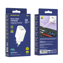 Заредете изображение във визуализатора на галерията – Borofone Wall charger BN4 Potential - USB + Type C - QC 3.0 PD 2.0 20W white
