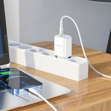 Заредете изображение във визуализатора на галерията – Borofone Wall charger BN4 Potential - USB + Type C - QC 3.0 PD 2.0 20W with Type C to Lightning cable white
