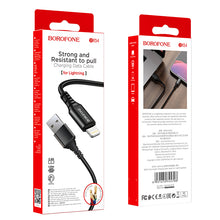 Заредете изображение във визуализатора на галерията – Borofone Cable BX54 Ultra Bright - USB to Lightning - 2,4A 1 metre black
