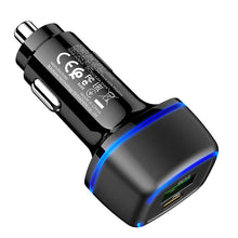 Заредете изображение във визуализатора на галерията – Borofone Car charger BZ14A Mercury - USB + Type C - QC 3.0 PD 20W 3A black
