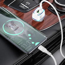 Заредете изображение във визуализатора на галерията – Borofone Car charger BZ14A Mercury - USB + Type C - QC 3.0 PD 20W 3A white
