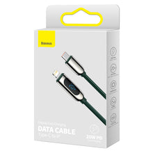 Заредете изображение във визуализатора на галерията – Baseus Cable Display - Type C to Lightning - PD 20W 2A 2 metres (CATLSK-A06) green
