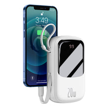 Заредете изображение във визуализатора на галерията – Baseus Power Bank 20000mAh Qpow - USB + Type C - PD 3.0 QC 3.0 20W with Lightning cable (PPQD-H02) white
