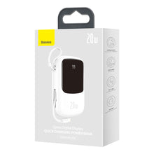 Заредете изображение във визуализатора на галерията – Baseus Power Bank 20000mAh Qpow - USB + Type C - PD 3.0 QC 3.0 20W with Lightning cable (PPQD-H02) white
