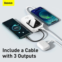 Заредете изображение във визуализатора на галерията – Baseus Power Bank 20000mAh Qpow - USB + Type C - PD 3.0 QC 3.0 20W with Lightning cable (PPQD-H02) white
