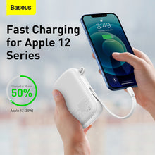 Заредете изображение във визуализатора на галерията – Baseus Power Bank 20000mAh Qpow - USB + Type C - PD 3.0 QC 3.0 20W with Lightning cable (PPQD-H02) white
