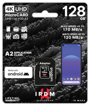 Заредете изображение във визуализатора на галерията – GOODRAM Memory MicroSD Card IRDM - 128GB with adapter UHS I U3 V30 A2 170MB/s
