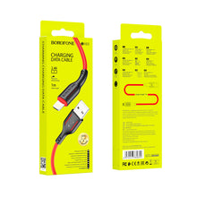 Заредете изображение във визуализатора на галерията – Borofone Cable BX63 Charming - USB to Lightning - 2,4A 1 metre black-red
