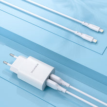 Заредете изображение във визуализатора на галерията – Borofone Wall charger BN2 Super - 2xUSB - 2,1A with USB to Lightning white
