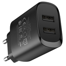 Заредете изображение във визуализатора на галерията – Borofone Wall charger BN2 Super - 2xUSB - 2,1A with USB to MicroUSB black
