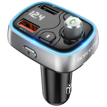 Заредете изображение във визуализатора на галерията – Borofone Transmitter FM BC32 Sunlight MP3, Bluetooth - 2xUSB + microSD - QC 3.0 18W 2,4A black

