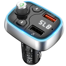Заредете изображение във визуализатора на галерията – Borofone Transmitter FM BC32 Sunlight MP3, Bluetooth - 2xUSB + microSD - QC 3.0 18W 2,4A black
