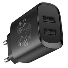 Заредете изображение във визуализатора на галерията – Borofone Wall charger BN2 Super - 2xUSB - 2,1A with USB to Type C black
