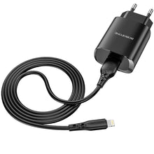 Заредете изображение във визуализатора на галерията – Borofone Wall charger BN1 Innovative - USB - 2,1A with USB to Lightning black
