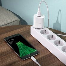 Заредете изображение във визуализатора на галерията – Borofone Wall charger BN1 Innovative - USB - 2,1A with USB to MicroUSB white
