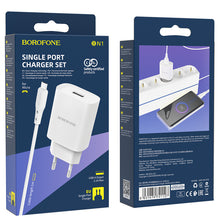 Заредете изображение във визуализатора на галерията – Borofone Wall charger BN1 Innovative - USB - 2,1A with USB to MicroUSB white
