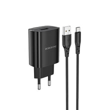 Заредете изображение във визуализатора на галерията – Borofone Wall charger BN1 Innovative - USB - 2,1A with USB to Type C black
