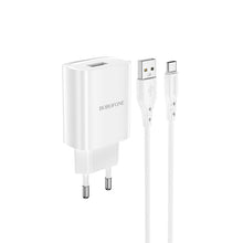 Заредете изображение във визуализатора на галерията – Borofone Wall charger BN1 Innovative - USB - 2,1A with USB to Type C white
