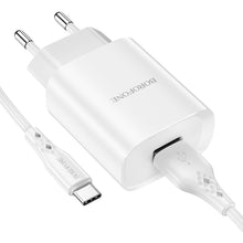 Заредете изображение във визуализатора на галерията – Borofone Wall charger BN1 Innovative - USB - 2,1A with USB to Type C white
