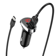 Заредете изображение във визуализатора на галерията – Borofone Car charger BZ15 Auspicious - 2xUSB - 2,4A with USB to Type C cable black
