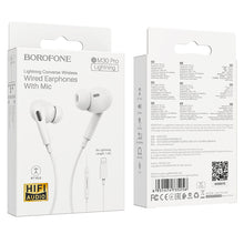 Заредете изображение във визуализатора на галерията – Borofone Earphones BM30 Pro Original Series with Lightning plug white
