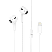 Заредете изображение във визуализатора на галерията – Borofone Earphones BM30 Max Acoustic with Lightning plug with microphone white
