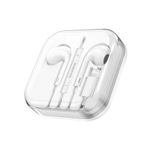 Заредете изображение във визуализатора на галерията – Borofone Earphones BM30 Max Acoustic with Lightning plug with microphone white
