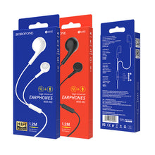 Заредете изображение във визуализатора на галерията – Borofone Earphones BM40 Sage with microphone white
