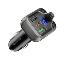 Заредете изображение във визуализатора на галерията – Borofone Transmitter FM BC38 Flash Energy MP3, Bluetooth - Type C + 2xUSB + microSD - QC 3.0 PD 20W black
